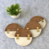Avery Marble & Wood Coasters (Set of 4)
