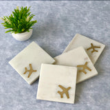Colton Marble & Brass Jet Coasters (Set of 4)