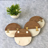 Avery Marble & Wood Coasters (Set of 4)