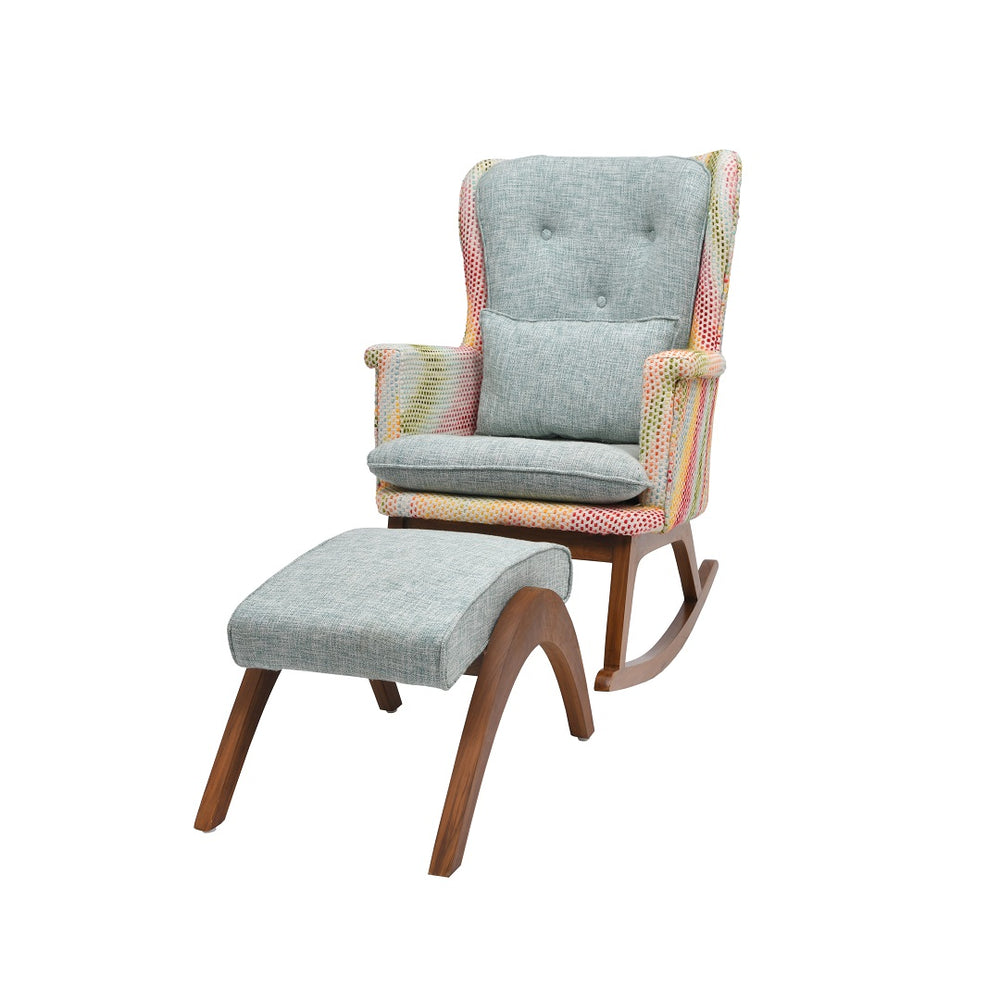 Samdrup Teakwood Upholstered Rocking Chair