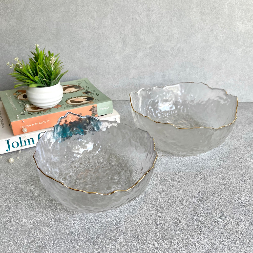Celine Crackled Glass Bowls (White)