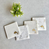 Flipper Marble & Brass Dolphin Coasters (Set of 4)