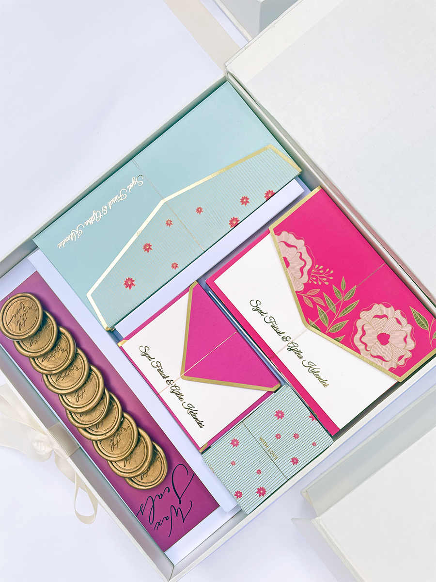Pink & Dusky Blue Personalized Stationery Boxed Set