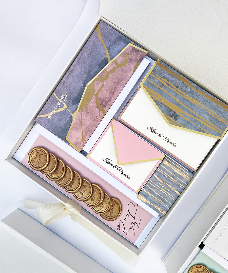 Pastel Marbled Personalized Stationery Boxed Set