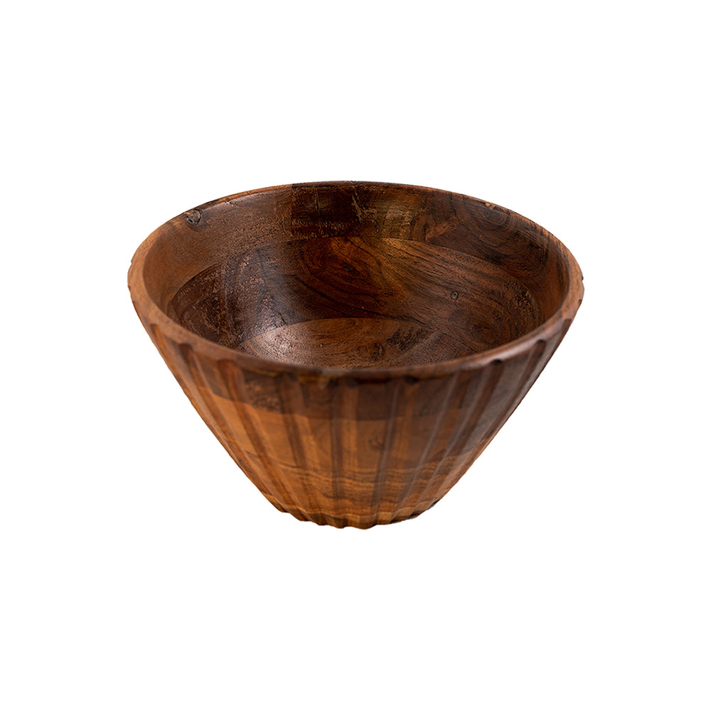 Ribbed Wooden Serving Bowl (2 Sizes)