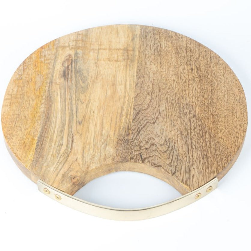SS Handle Gold Serving Board Circle