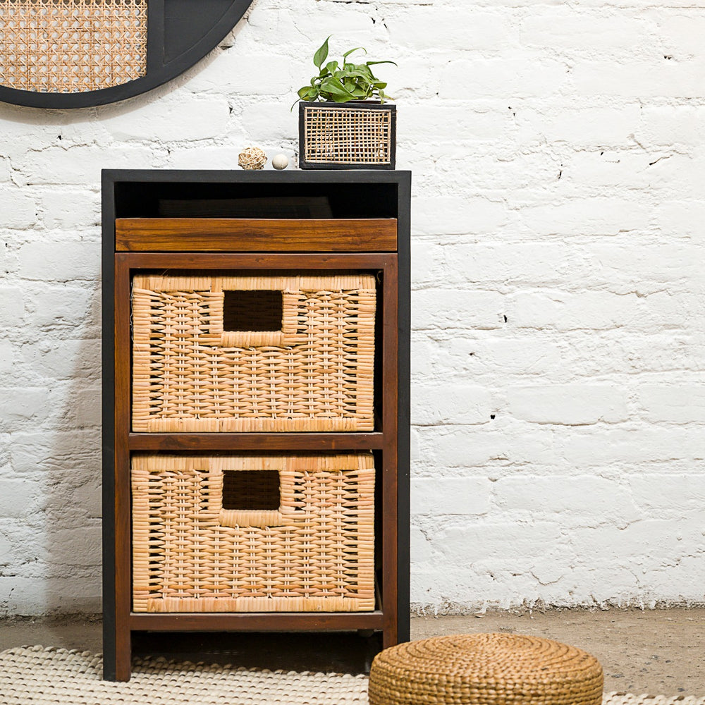 Modern Natural Basket Cabinet
